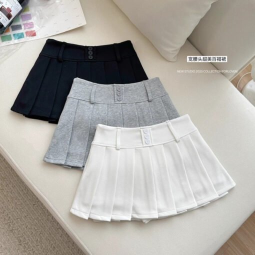 Vapetix S-XL  2025 Spring New Pleated Anti-Slip Gray A-Line Skirt for Girls Sweet and Spicy Style Pleated Skirt f – Bild 7