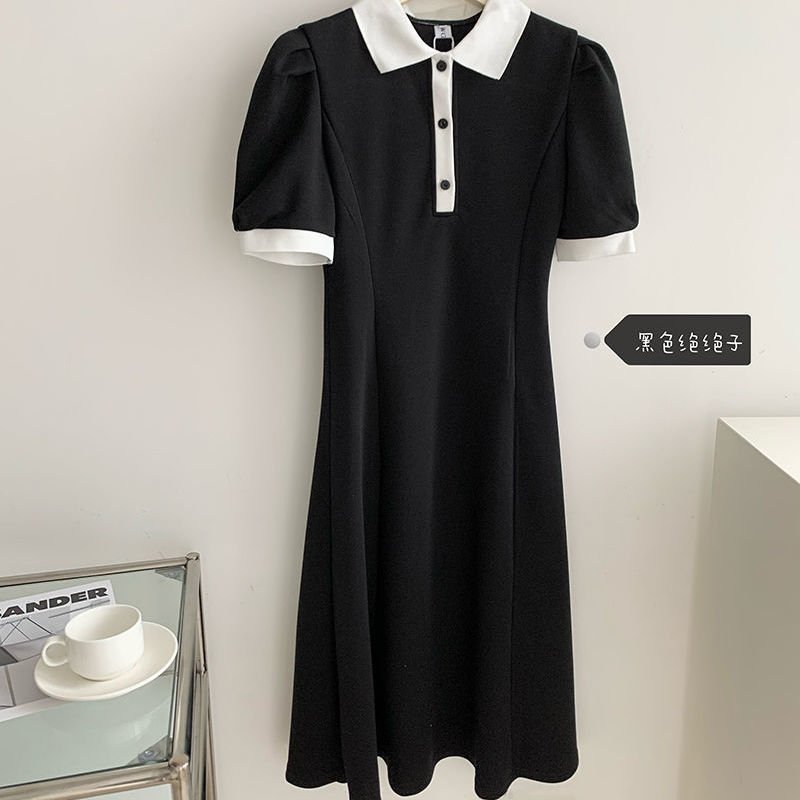 Vapetix S-2XL French puff sleeve short-sleeve dress for women, summer, waist-cinching, slimming, stomach covering – Bild 4