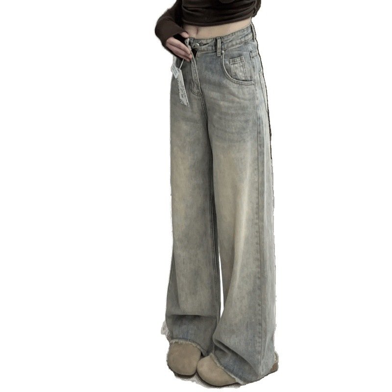 Vapetix ☏XS☏-☏2XL☏ Vintage Retro Versatile Women's Spring and Summer Minority Loose Slimming Frayed Wide Leg Floor-Len – Bild 7