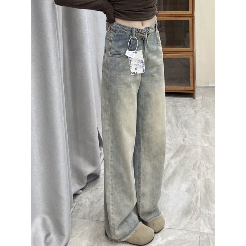 Vapetix ☏XS☏-☏2XL☏ Vintage Retro Versatile Women's Spring and Summer Minority Loose Slimming Frayed Wide Leg Floor-Len – Bild 8