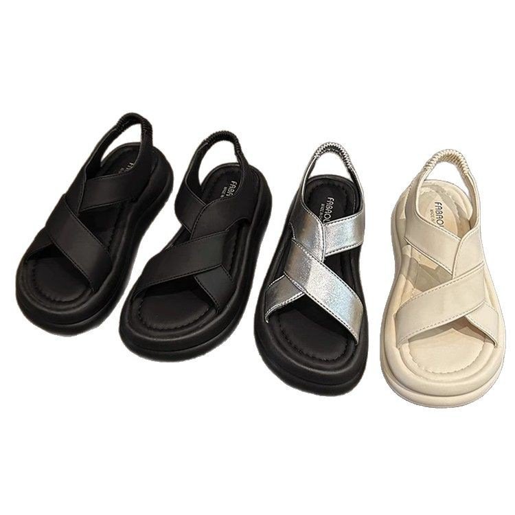 Vapetix 35-40 Women's 2025 Silver Thick-Heeled Elevation Sandals for Outdoor Wear, Pair with Skirts, Casual Roman – Bild 6