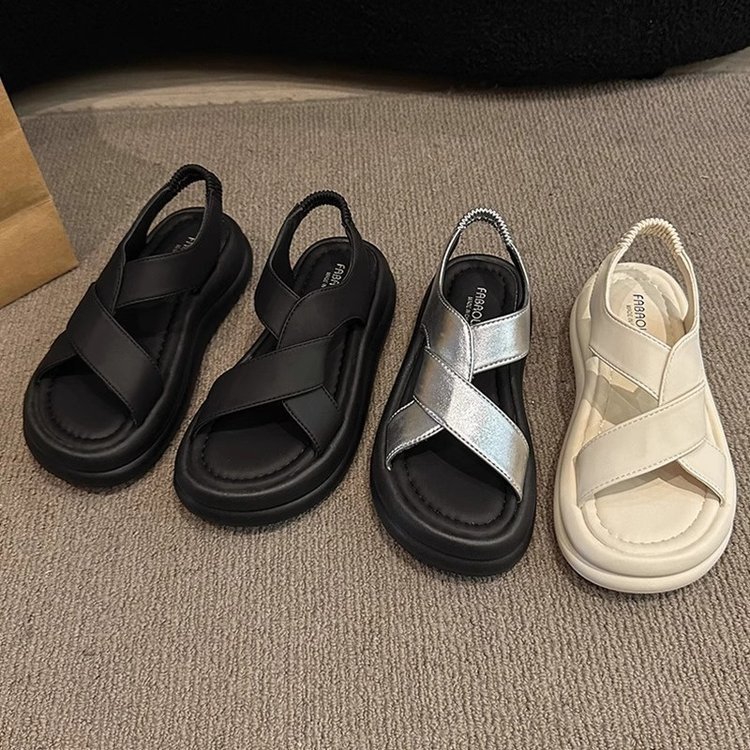 Vapetix 35-40 Women's 2025 Silver Thick-Heeled Elevation Sandals for Outdoor Wear, Pair with Skirts, Casual Roman – Bild 7