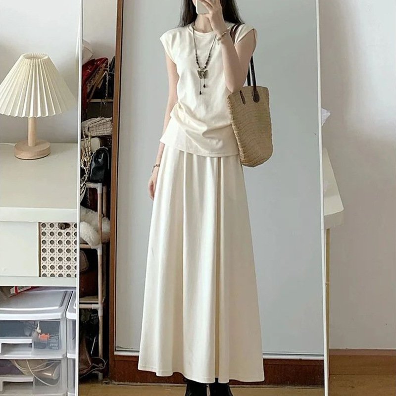 Vapetix S-XL Women's Summer Casual Backless Top Set with Medium-Length High-Waisted Skirt Elegant Two-Piece Set – Bild 6