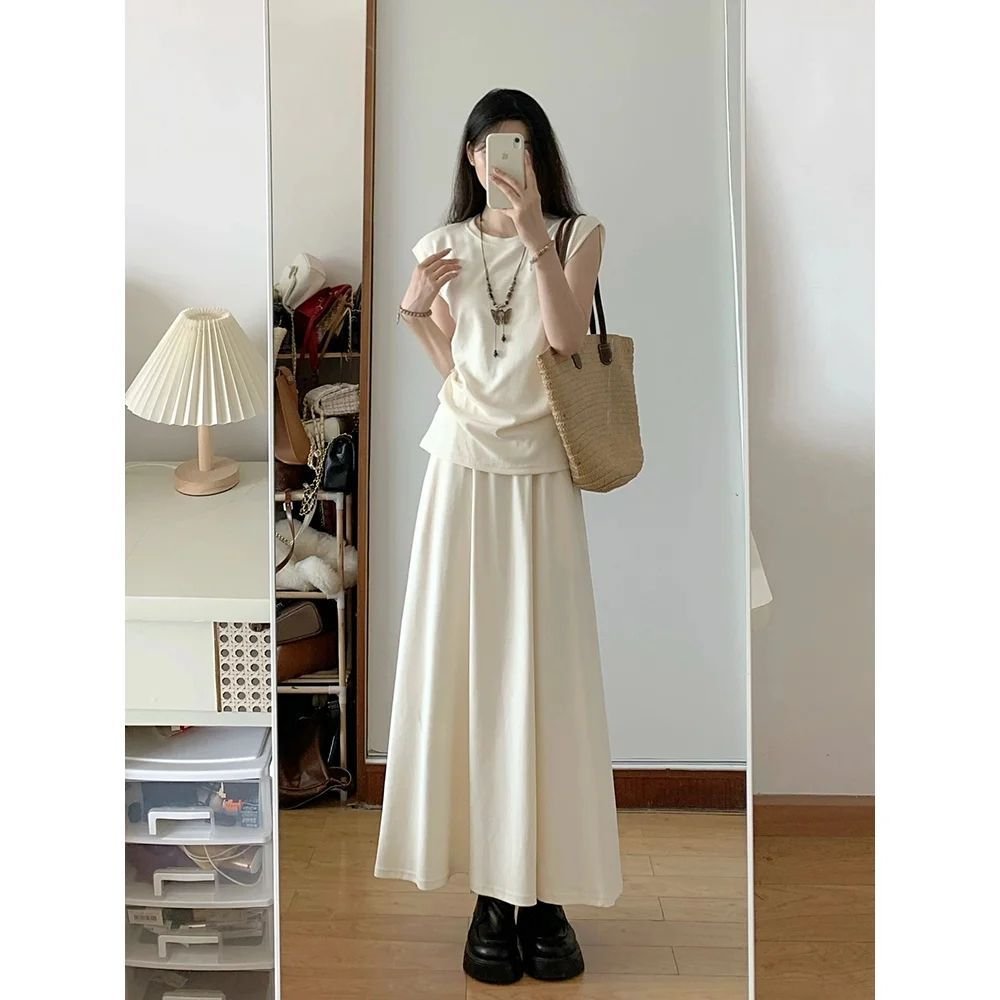 Vapetix S-XL Women's Summer Casual Backless Top Set with Medium-Length High-Waisted Skirt Elegant Two-Piece Set – Bild 7