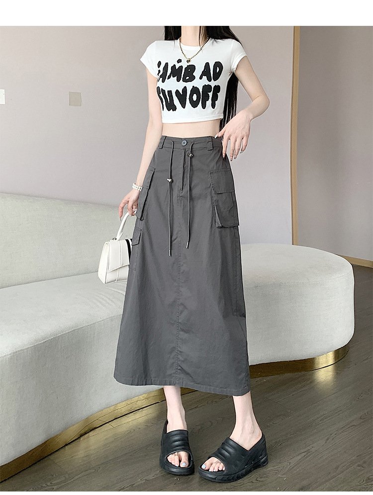 Vapetix S-XL International Trade Vintage American Style Workwear Skirt for Women Spring Semi-Skirt High-Waist St – Bild 6