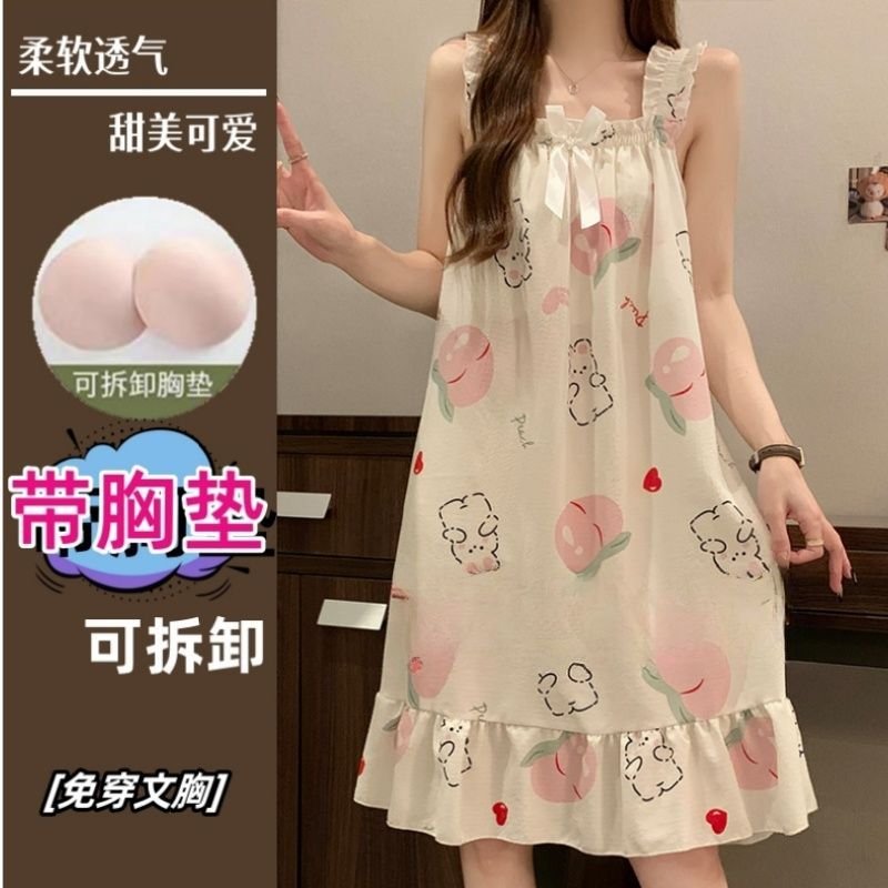 Vapetix M 80-100 pounds-2XL 140-160 lbs Summer thin sleeveless new fashion sleepwear, mid-length home dress with pure desire and trendy sty – Bild 6