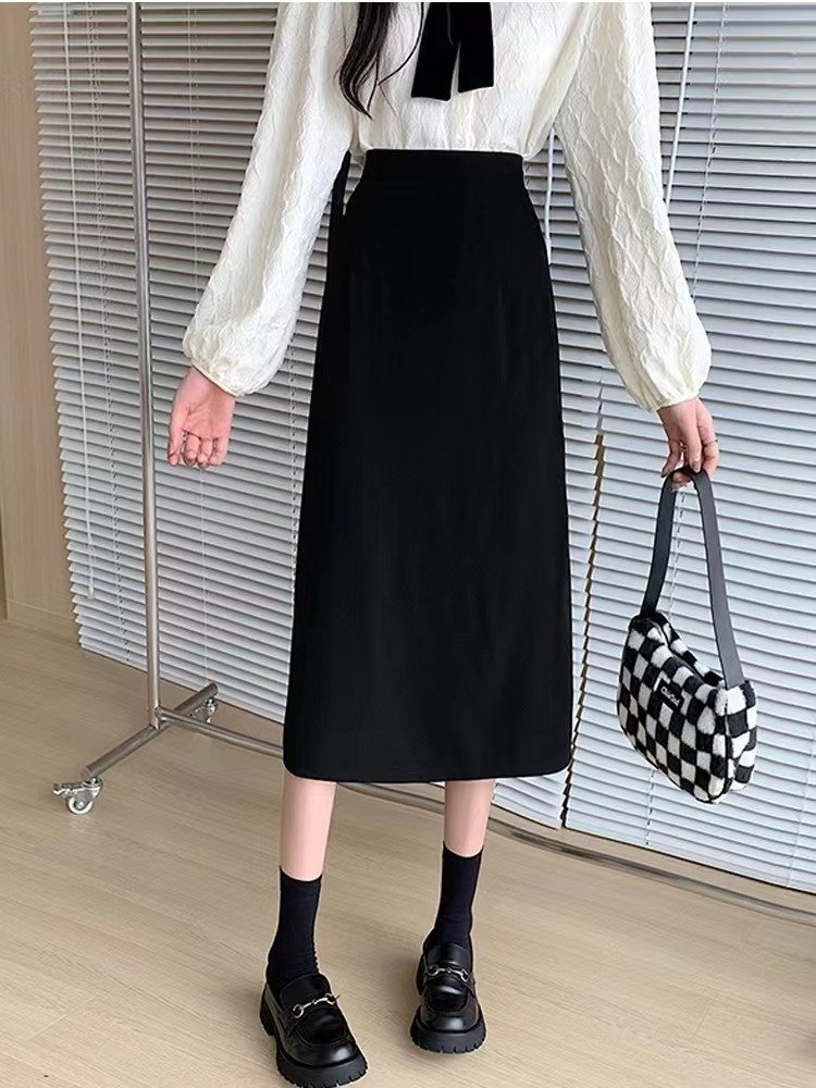 Vapetix XS-Increase XXXL Women's Mid-Long Semi-Skirt for Autumn, Fat Mm Hip-Hiding Skirt, High-Waisted Slimming Fashion Spli – Bild 8