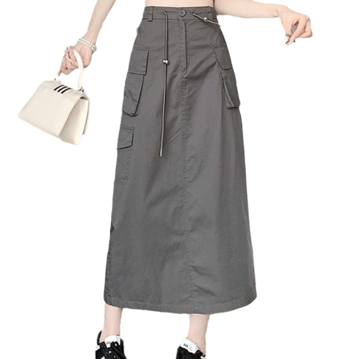 Vapetix S-XL International Trade Vintage American Style Workwear Skirt for Women Spring Semi-Skirt High-Waist St – Bild 7