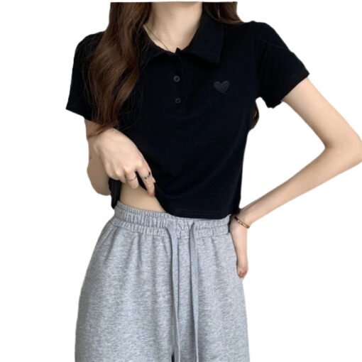 Vapetix ●S suggests 65-90 pounds-●2XL Suggests 135-150 lbs  Summer 2025 Short Sleeve Japanese Style T-Shirt Design Sense Minority Polo Collar Short Length Thin – Bild 7