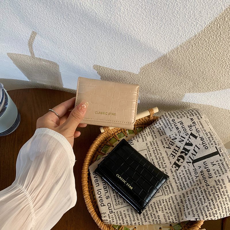 Vapetix Free Size-Free Size Japanese-style short-length genuine leather texture women's tri-fold mini PU wallet large capacity – Bild 7