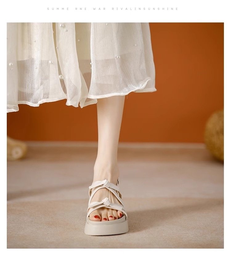 Vapetix 35-40 Fairy Wind Bowknot Thick Heel Sandals for Women 2025 Summer Unique Design for Dresses Roman Beach S – Bild 8