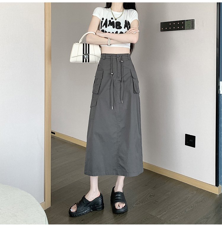 Vapetix S-XL International Trade Vintage American Style Workwear Skirt for Women Spring Semi-Skirt High-Waist St – Bild 8