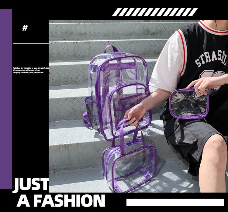 Vapetix Free Size-Free Size Waterproof transparent double shoulder bag travel PVC storage bag transparent large capacity studen – Bild 9