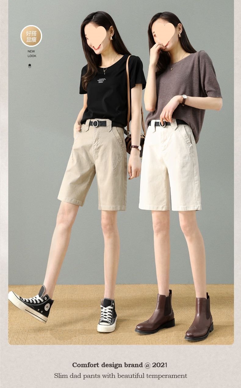 Vapetix S less than 100 pounds-3XL 140-150 lbs Women's 2025 Summer Thin High-Waisted Straight Leg Loose Wide Leg Workwear 5-Inch Medium Pants Five – Bild 7