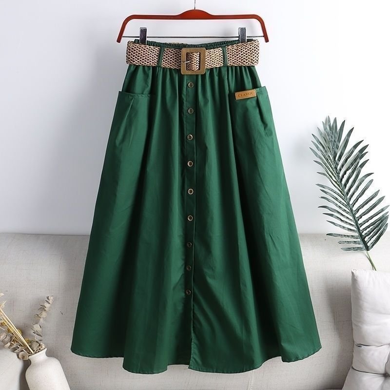 Vapetix Suggested weight: 85-110 lbs-3XL recommended 165-185 lbs 2025 Spring Korean Version Elastic High-Waisted Half-Skirt with Large Pockets, Slit for Slimming Ef – Bild 7
