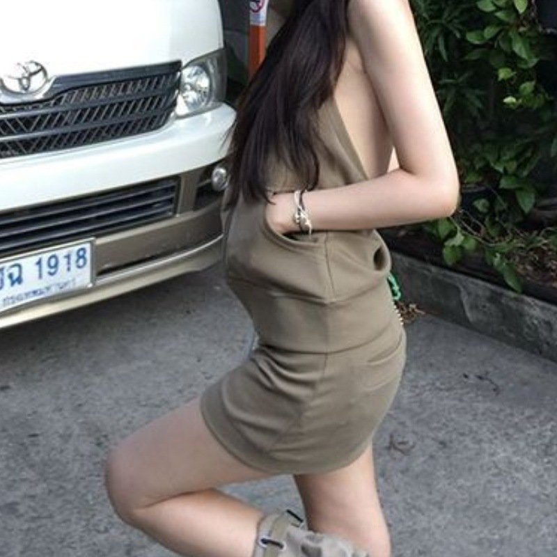 Vapetix S-XL Ladies' Casual Set 2025 Summer Backless Hooded Vest Top Tank Top with No Sleeve, Bodycon Short Skir – Bild 6