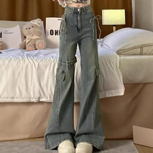 Vapetix XS-2XL  Vintage American-style wide-leg jeans for women, suitable for spring and autumn, niche low-rise str – Bild 8