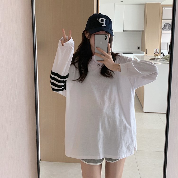 Vapetix M-XXL 2025 Autumn Korean Style Women's Student Design-Focused Loose Striped Splicing Unconventional Long- – Bild 7