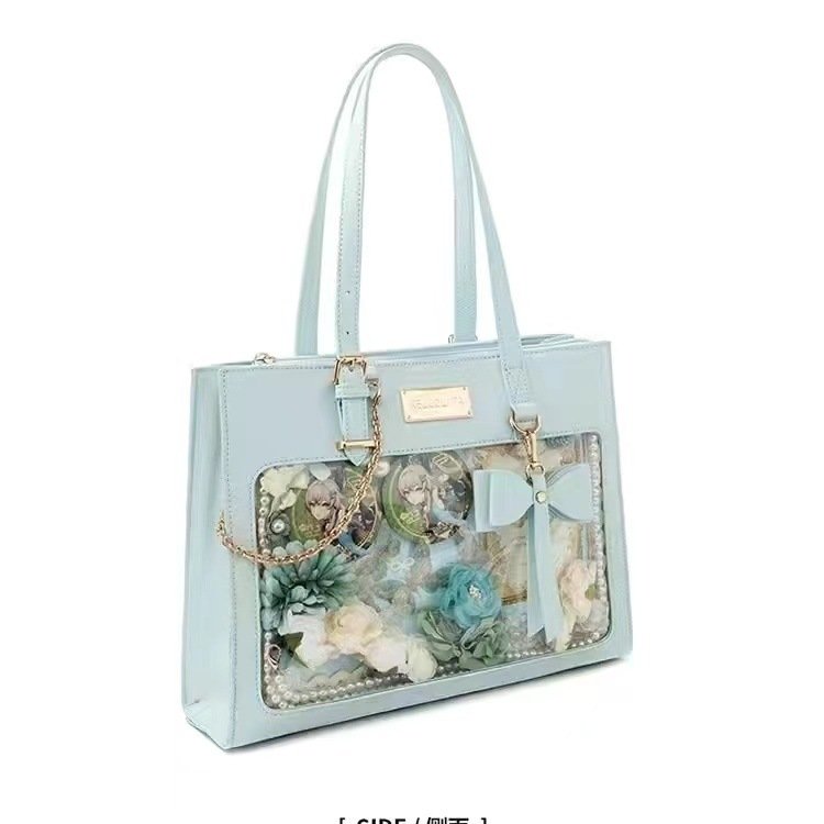 Vapetix Free Size-Free Size Japanese-style bow ache bag large capacity single-shoulder tote bag, unisex versatile transparent a – Bild 7