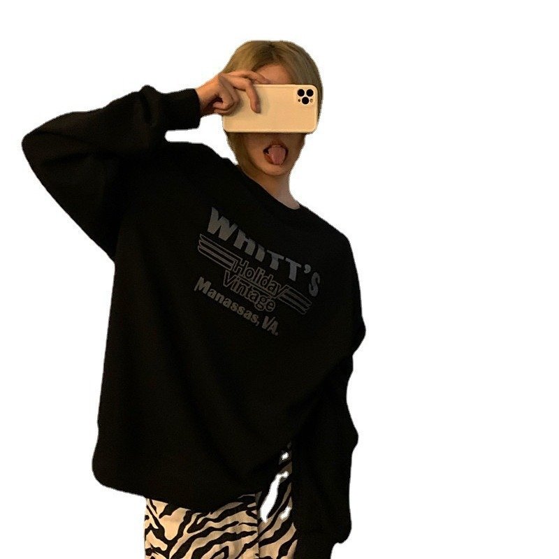 Vapetix M-XXL Korean Minimalist Academic Style 2025 Autumn Versatile Loose Hooded Long-Sleeve Thin Sweatshirt for – Bild 9