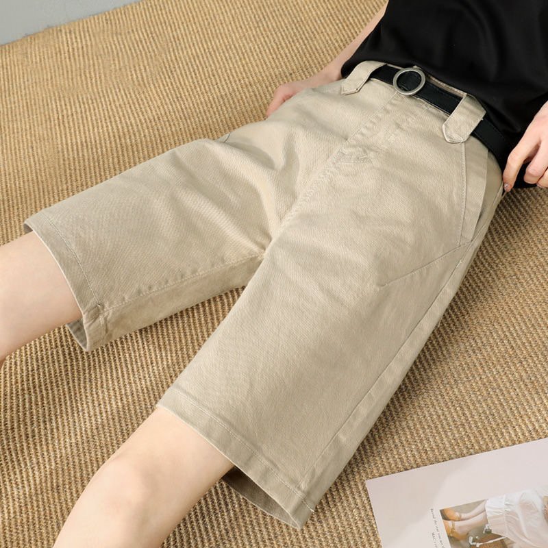 Vapetix S less than 100 pounds-3XL 140-150 lbs Women's 2025 Summer Thin High-Waisted Straight Leg Loose Wide Leg Workwear 5-Inch Medium Pants Five – Bild 8