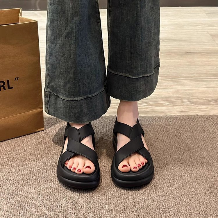 Vapetix 35-40 Women's 2025 Silver Thick-Heeled Elevation Sandals for Outdoor Wear, Pair with Skirts, Casual Roman – Bild 9