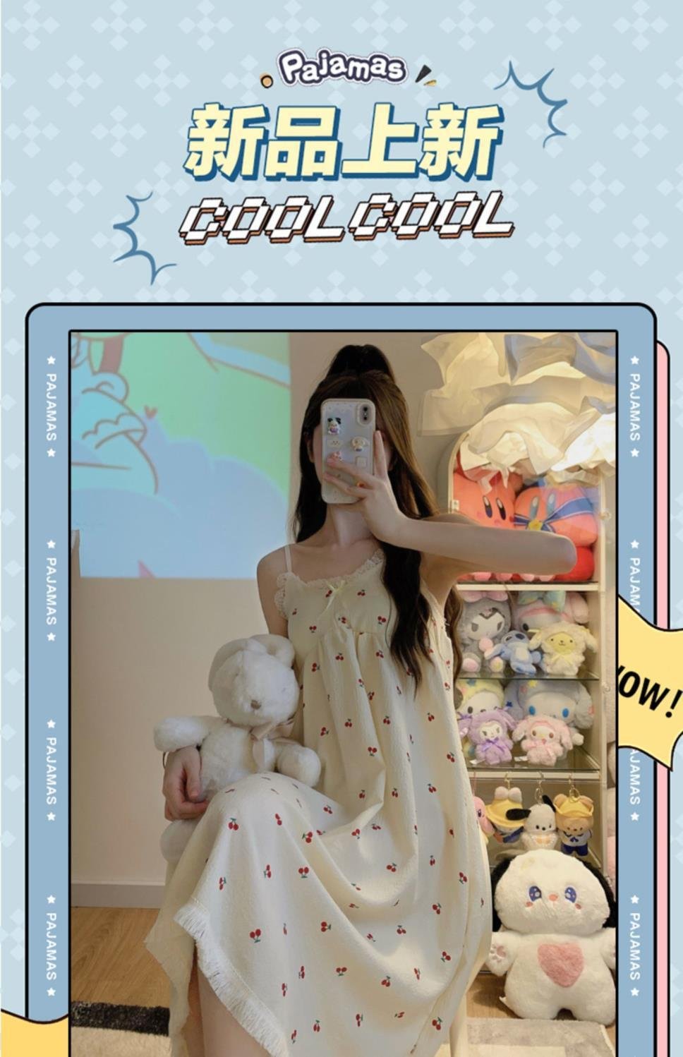 Vapetix M 80-100 pounds-2XL 140-160 lbs Summer thin sleeveless new fashion sleepwear, mid-length home dress with pure desire and trendy sty – Bild 7