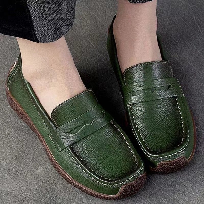 Vapetix 35-40 One-piece leather surface bean pod shoes for women, retro cowhide sole single shoes, one-piece mom – Bild 6