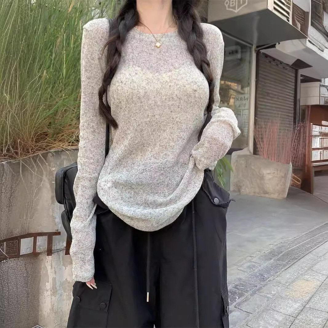 Vapetix S-XL American-style semi-transparent sunscreen long-sleeve T-shirt for women, summer loose casual thin c – Bild 8