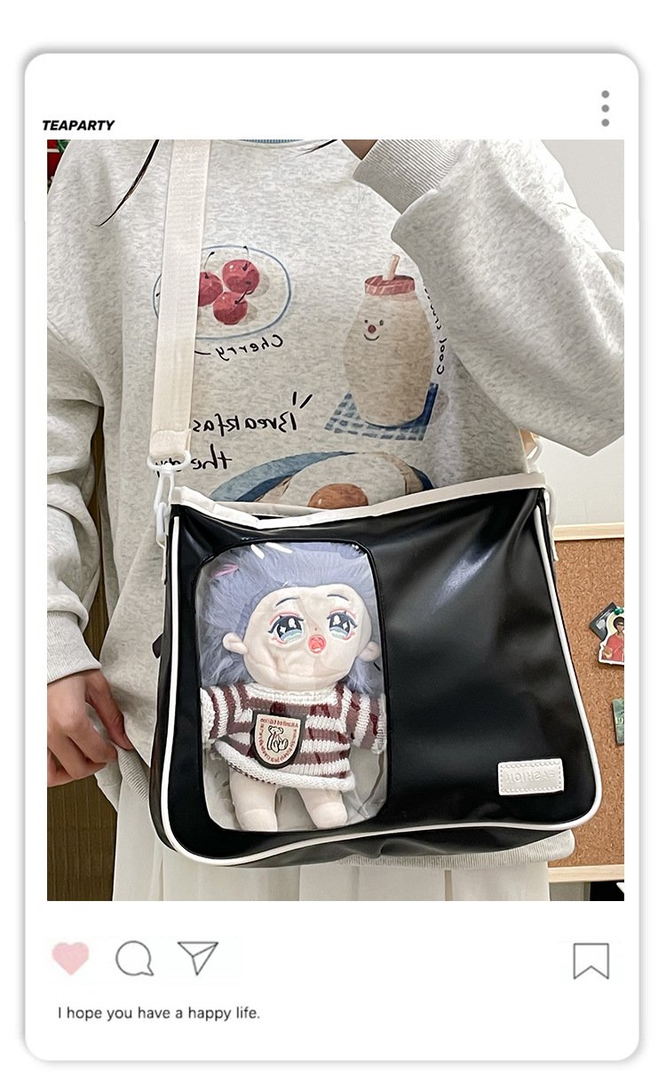 Vapetix Free Size-Free Size Women's Crossbody Bag Cute Cartoon Transparent Doll Bag College Style Japanese Soft Girl Simple Lar – Bild 9
