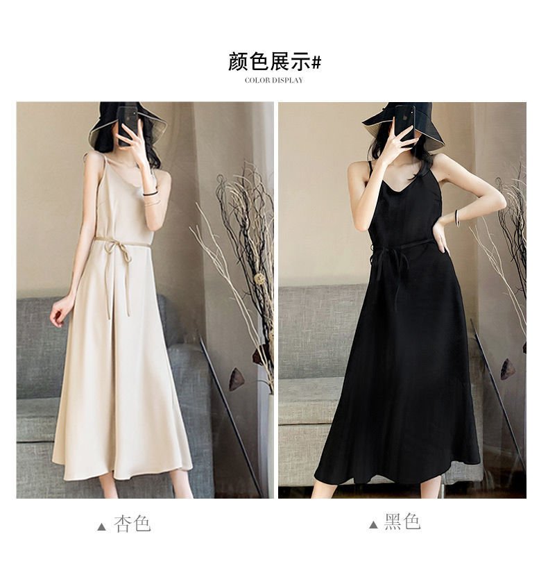 Vapetix S-xxxxs Black chiffon camisole dress, new women's summer long dress, temperament, slimming, innerwear base – Bild 8