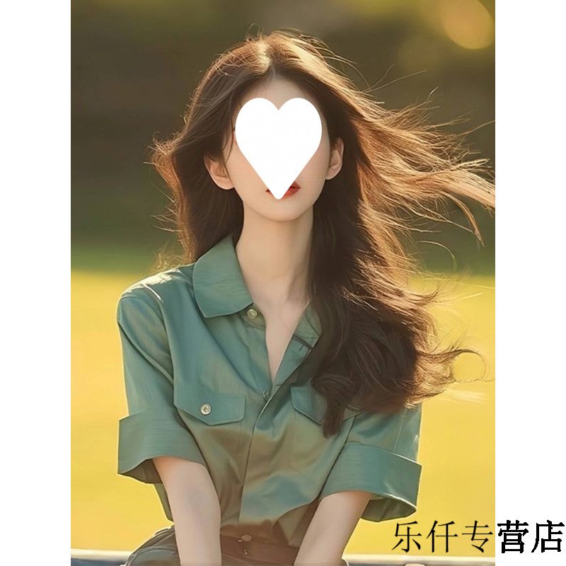 Vapetix XXS-White slip without a picture Retro Hong Kong Style Green Polo Neck Women's 2025 Summer Pretty Blouse French Exquisite Top Niche – Bild 9