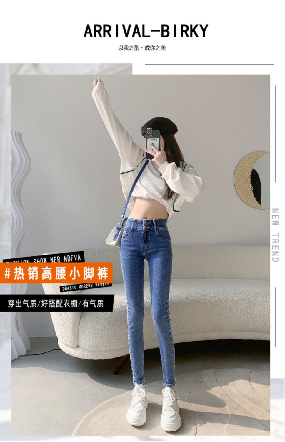 Vapetix 26 Suggestions 80-90 pounds-32 suggestions 140-150 pounds Blue-gray women's high-waisted slimming 2024 spring and autumn new elastic tight slimming mini penc – Bild 6