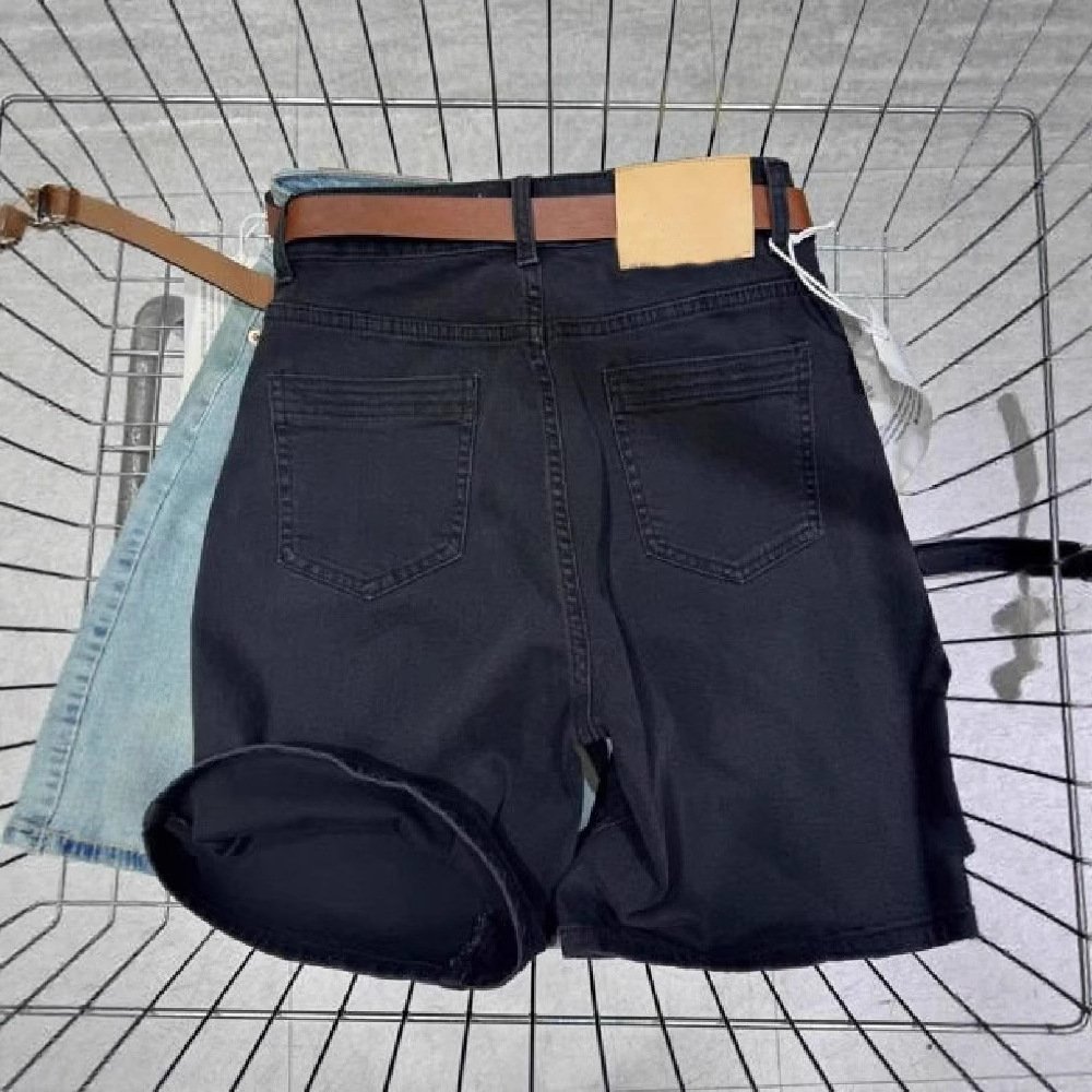 Vapetix S-5XL Plus-size women's 2025 summer black high-waisted elastic denim shorts for plus-size women, slimming – Bild 8