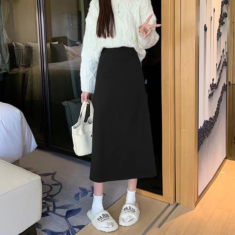 Vapetix XS-Increase XXXL Women's Mid-Long Semi-Skirt for Autumn, Fat Mm Hip-Hiding Skirt, High-Waisted Slimming Fashion Spli – Bild 9