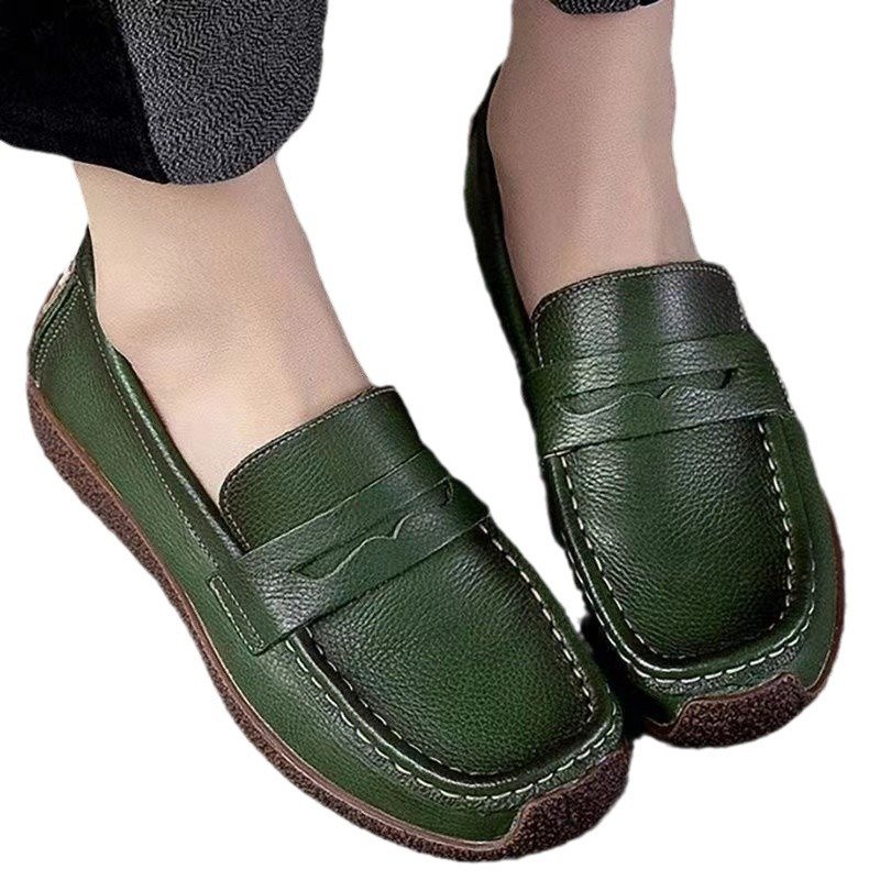 Vapetix 35-40 One-piece leather surface bean pod shoes for women, retro cowhide sole single shoes, one-piece mom – Bild 8