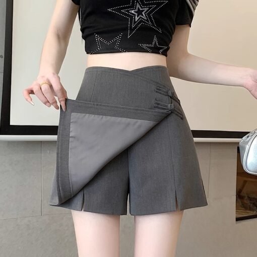 Vapetix XS-4XL  New Chinese Style National Wind Irregular Suit Pants Skirt 2024 Summer Fat mm High-Waist Short Shor – Bild 8