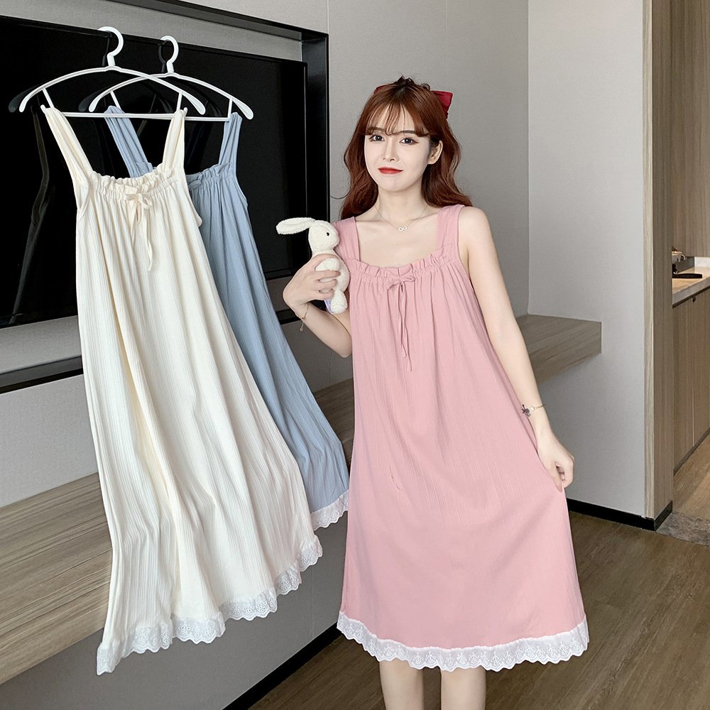 Vapetix M-XXL Women's Summer Thin Loose Student Princess Style Sleep Dress with Straps, Medium Long Homecoming Dr – Bild 8