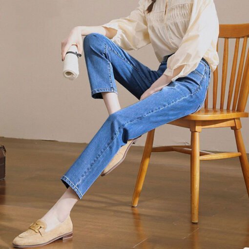 Vapetix S-2XL  Vintage Straight-Leg Jeans Women's Ins-style Elastic High-Waisted Slimming Skinny Ankle-Length Penc – Bild 8