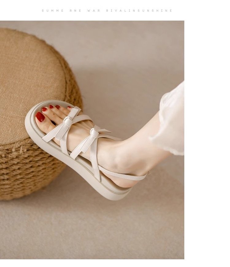 Vapetix 35-40 Fairy Wind Bowknot Thick Heel Sandals for Women 2025 Summer Unique Design for Dresses Roman Beach S – Bild 9