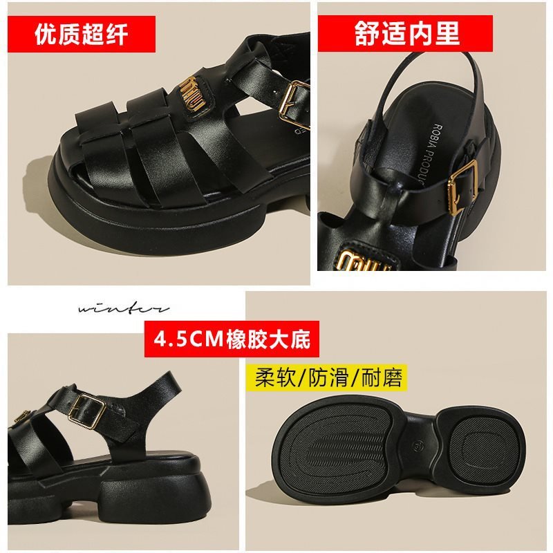 Vapetix 35-40 One-strap chunky-soled piggy-shaped beach shoes for summer, featuring a buckle design, woven textur – Bild 7