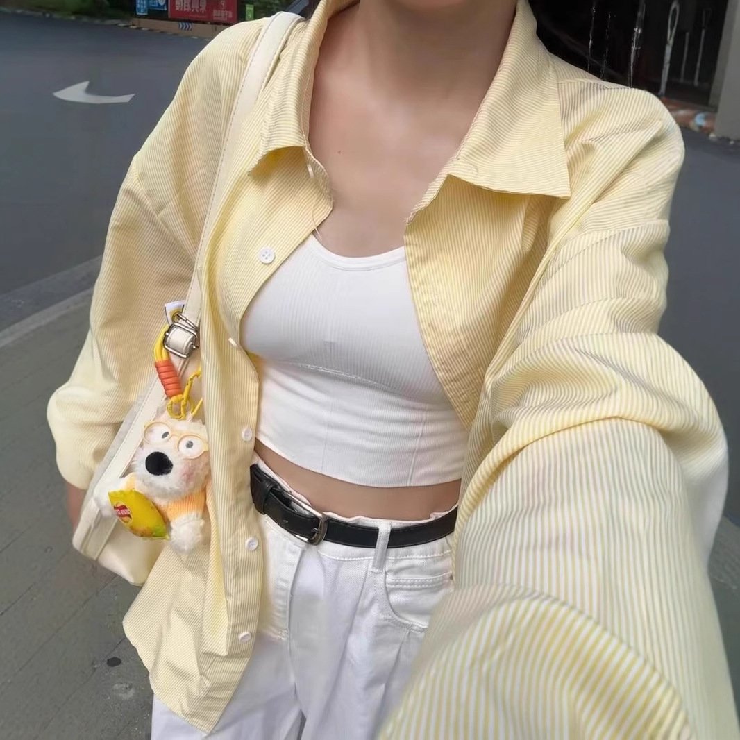 Vapetix S-2XL Women's Summer Sun Protection Shirt, Loose Casual Open Cardigan, Striped Polo Collar, Design-Orient – Bild 7