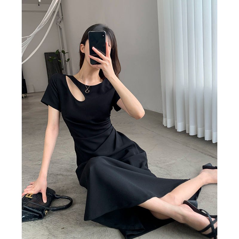 Vapetix M-3XL Women's Summer Openwork French Chic Slimming Design Waist-Clinching Hepburn Style Long Dress Summer – Bild 8