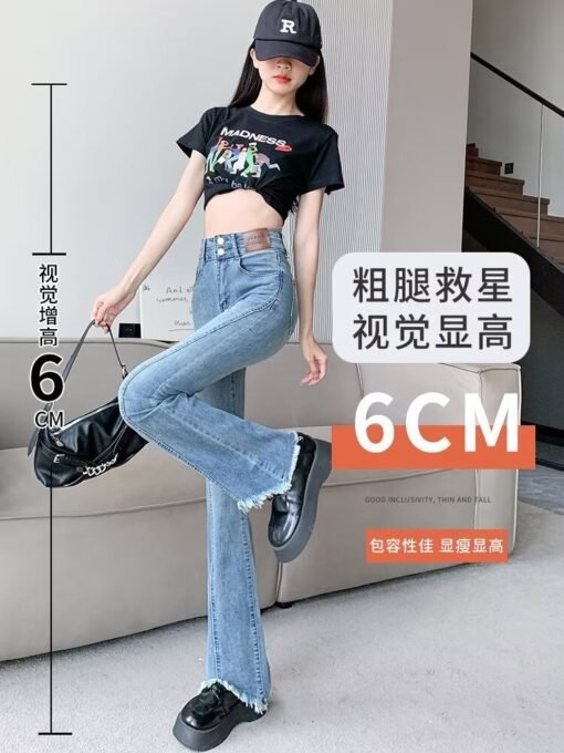 Vapetix XS-3XL  Women's Distressed Jeans with Flared Hem, Bell-bottoms, Slimming Elastic Long Vintage Hong Kong Sty – Bild 8