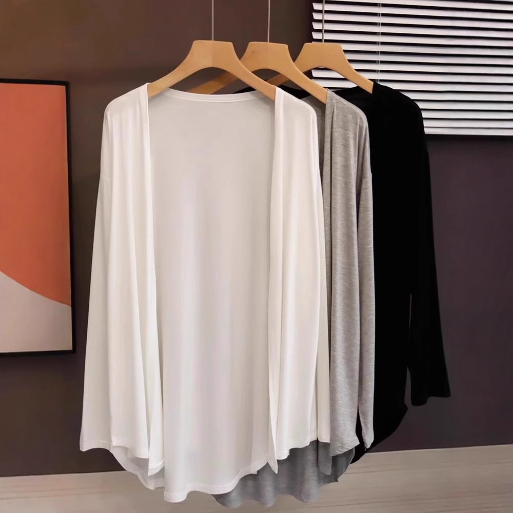 Vapetix M-2XL Mid-length sunscreen cardigan for women 2025 summer suspender skirt with shawl loose thin coat top – Bild 9