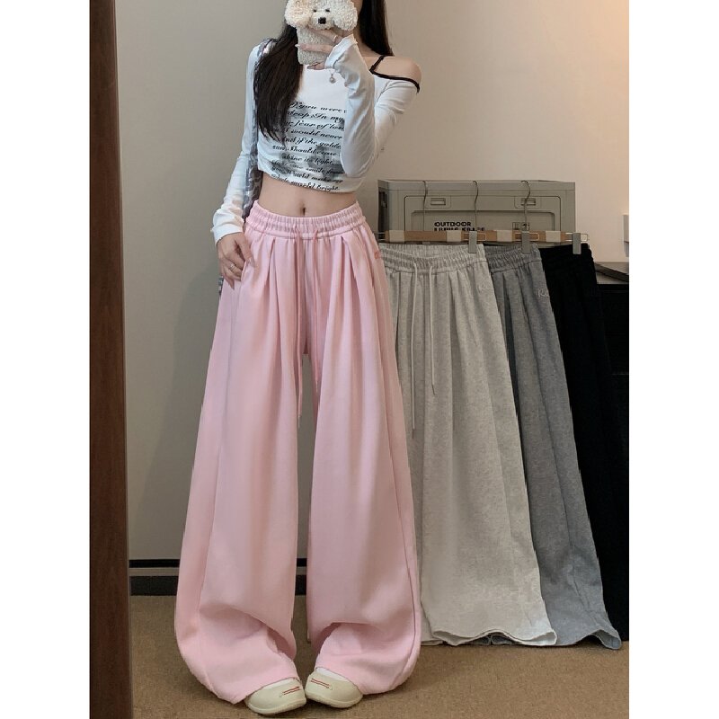 Vapetix S-XL ! Live Shot! 2025 New Wide Leg Pants Drawstring Lacing Loose Waist Casual Loose Embroidered Sweatpa – Bild 6