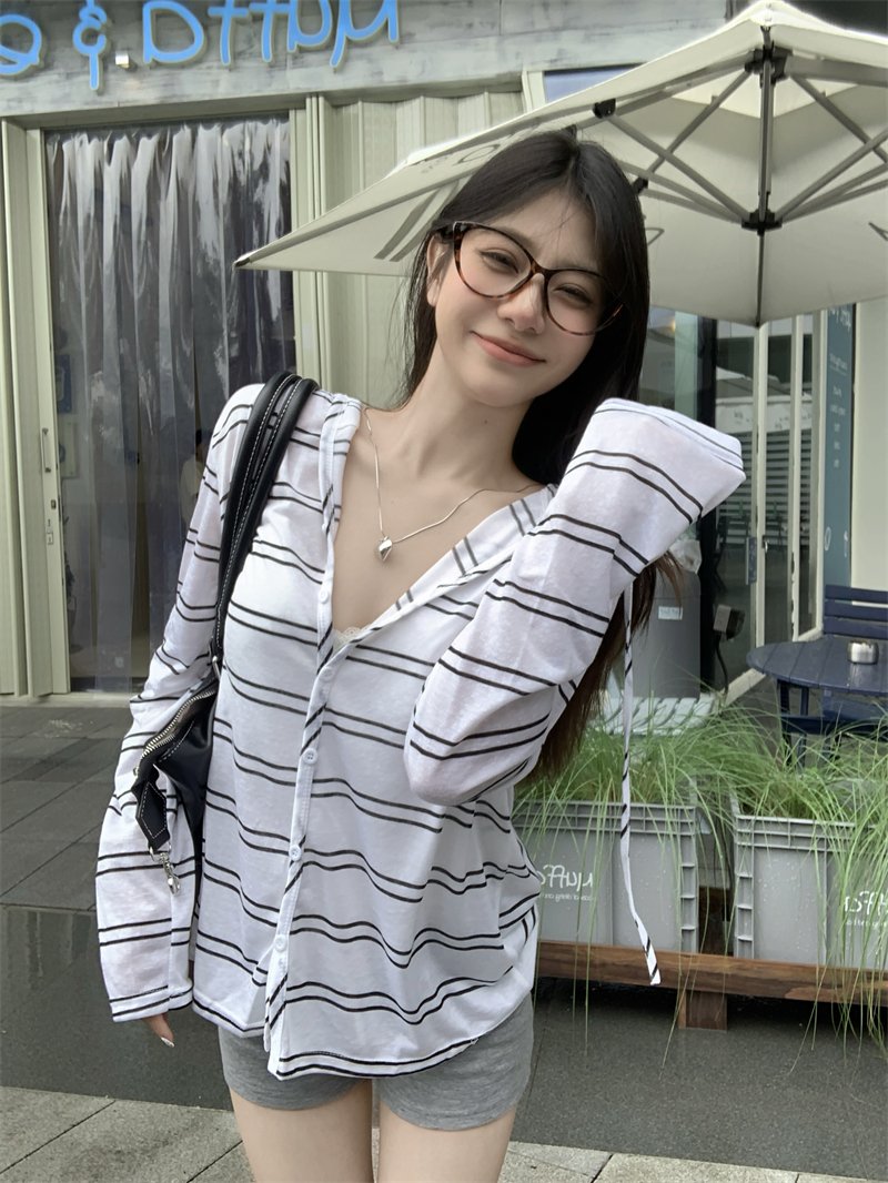 Vapetix S-XL Photographed Real Texture Long-Sleeve Hooded Open Coat Women's Summer Thin Version Sun Shirt Top – Bild 6