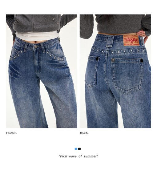 Vapetix XS-XL  Photographed 25th Autumn and Winter New Model American Retro High-Waisted Belted Design Loose Strai – Bild 4