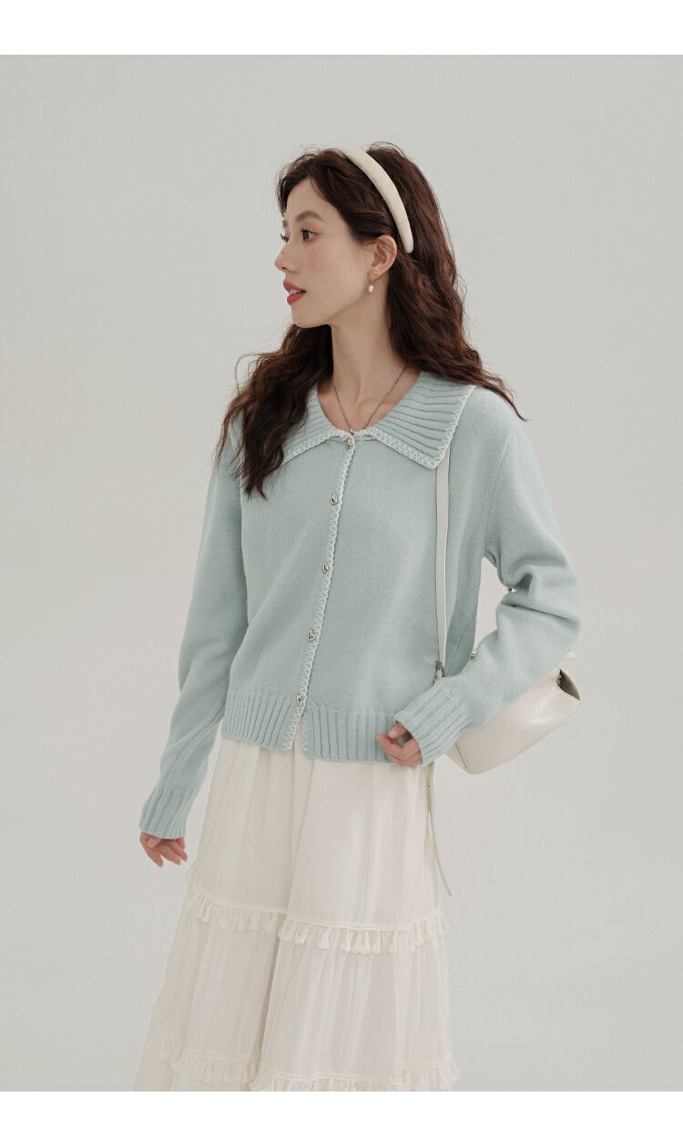 Vapetix Free Size-Free Size Women's Blue Short Cardigan Sweater 2025 Spring New Arrival Small Outerwear Top for Layering Sweet – Bild 7