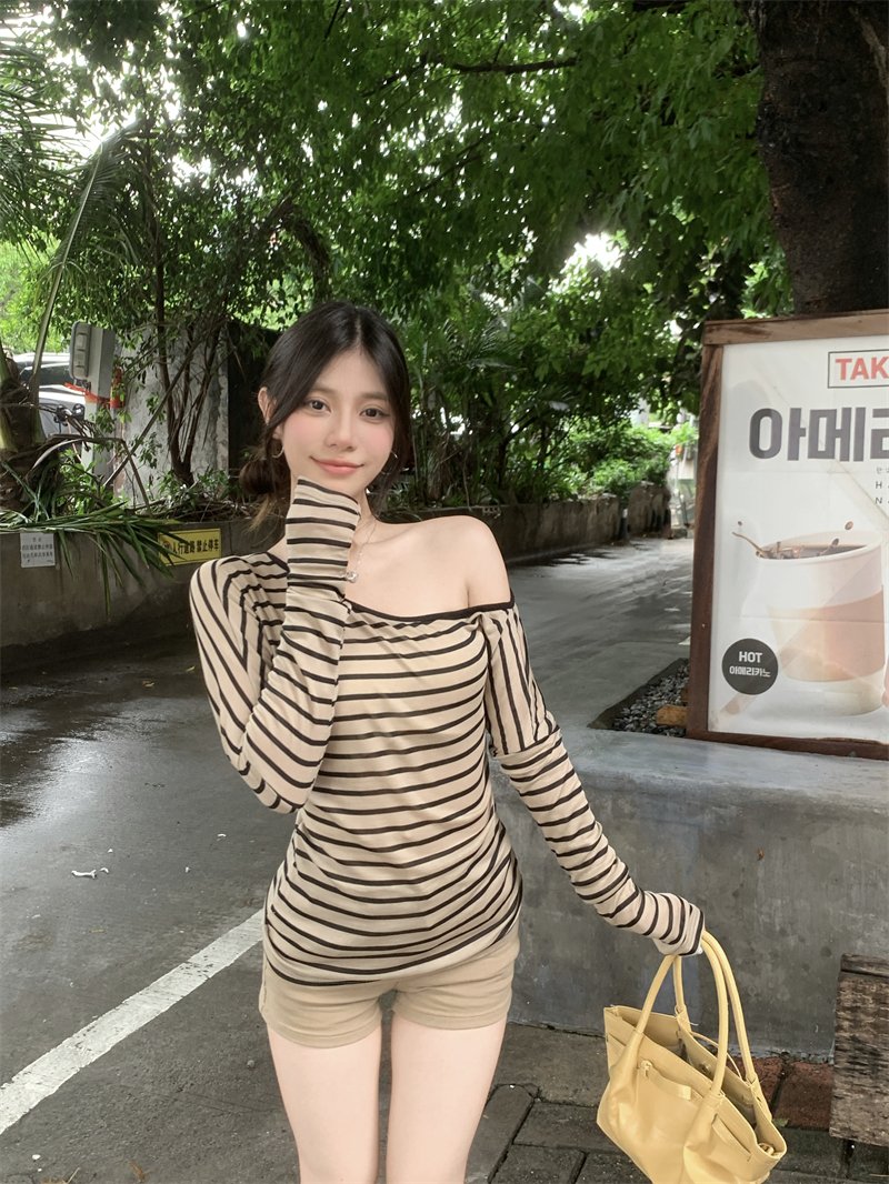 Vapetix S-L Real shot, genuine, slimming and figure-flattering striped long-sleeved sun-protective T-shirt wome – Bild 7